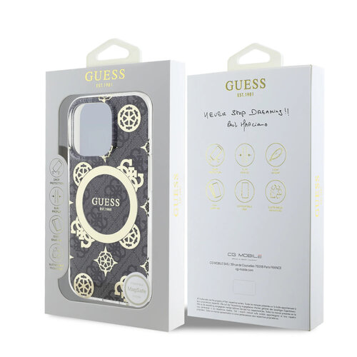 Guess Guess iPhone 16 Pro Backcover hoesje - Magsafe IML - 4G Peony - Zwart