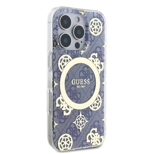 Guess Guess iPhone 16 Pro Back-Cover hul - Magsafe IML - 4G Peony - Blau