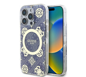 Guess Guess iPhone 16 Pro Back cover case - Magsafe IML - 4G Peony - Blue Guess Guess iPhone 16 Pro Back cover case - Magsafe IML - 4G Peony - Blue