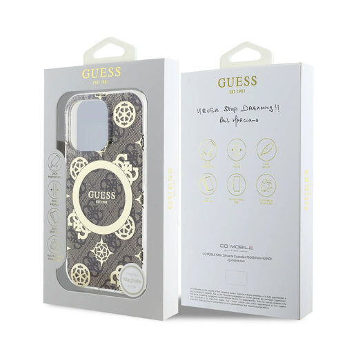 Guess Guess iPhone 16 Pro Back-Cover hul - Magsafe IML - 4G Peony - Braun