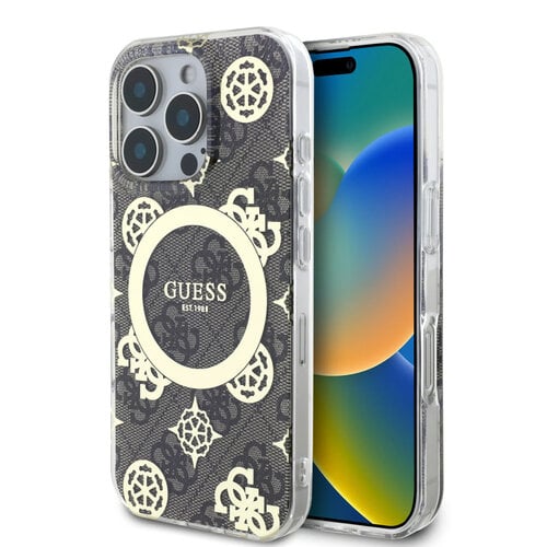 Guess Guess iPhone 16 Pro Back cover case - Magsafe IML - 4G Peony - Brown