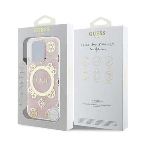 Guess Guess iPhone 16 Pro Back-Cover hul - Magsafe IML - 4G Peony - Rosa Guess Guess iPhone 16 Pro Back-Cover hul - Magsafe IML - 4G Peony - Rosa