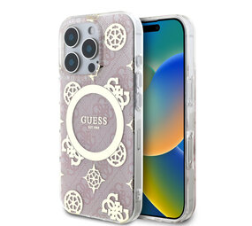 Guess Guess iPhone 16 Pro Back cover case - Magsafe IML - 4G Peony - Pink Guess Guess iPhone 16 Pro Back cover case - Magsafe IML - 4G Peony - Pink