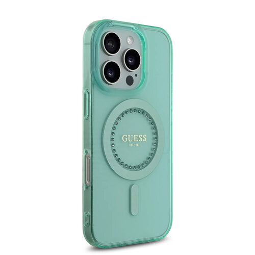 Guess Guess iPhone 16 Pro Max Back cover coque - Magsafe IML - Rhinestones - Vert