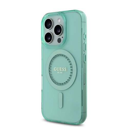 Guess Guess iPhone 16 Pro Back cover coque - Magsafe IML - Rhinestones - Vert