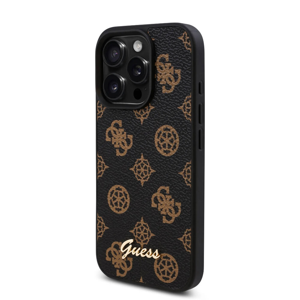 Guess Guess iPhone 16 Pro Max Back-Cover hul - PU Leather - Peony Script Logo - Schwarz Guess Guess iPhone 16 Pro Max Back-Cover hul - PU Leather - Peony Script Logo - Schwarz