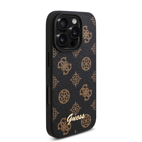 Guess Guess iPhone 16 Pro Max Back cover case - PU Leather - Peony Script Logo - Black