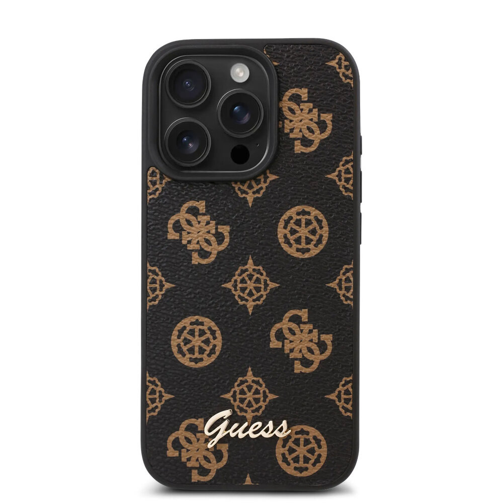 Guess Guess iPhone 16 Pro Max Back-Cover hul - PU Leather - Peony Script Logo - Schwarz Guess Guess iPhone 16 Pro Max Back-Cover hul - PU Leather - Peony Script Logo - Schwarz