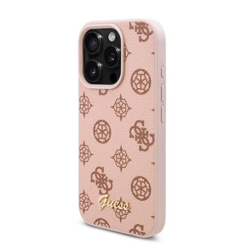 Guess Guess iPhone 16 Pro Max Back cover case - PU Leather - Peony Script Logo - Brown