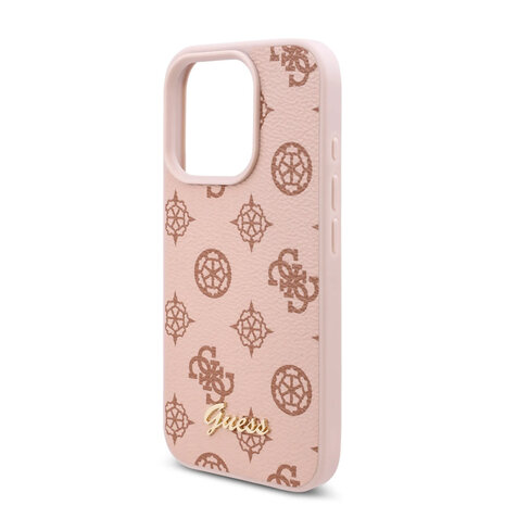 Guess Guess iPhone 16 Pro Max Back cover coque - PU Leather - Peony Script Logo - Marron Guess Guess iPhone 16 Pro Max Back cover coque - PU Leather - Peony Script Logo - Marron