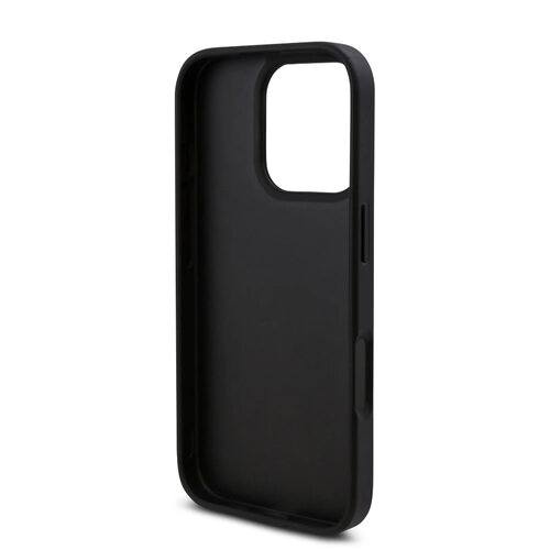 Guess Guess iPhone 16 Pro Backcover hoesje - PU Leather - Peony Script Logo - Zwart