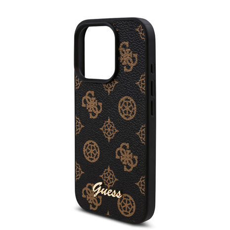Guess Guess iPhone 16 Pro Back-Cover hul - PU Leather - Peony Script Logo - Schwarz Guess Guess iPhone 16 Pro Back-Cover hul - PU Leather - Peony Script Logo - Schwarz
