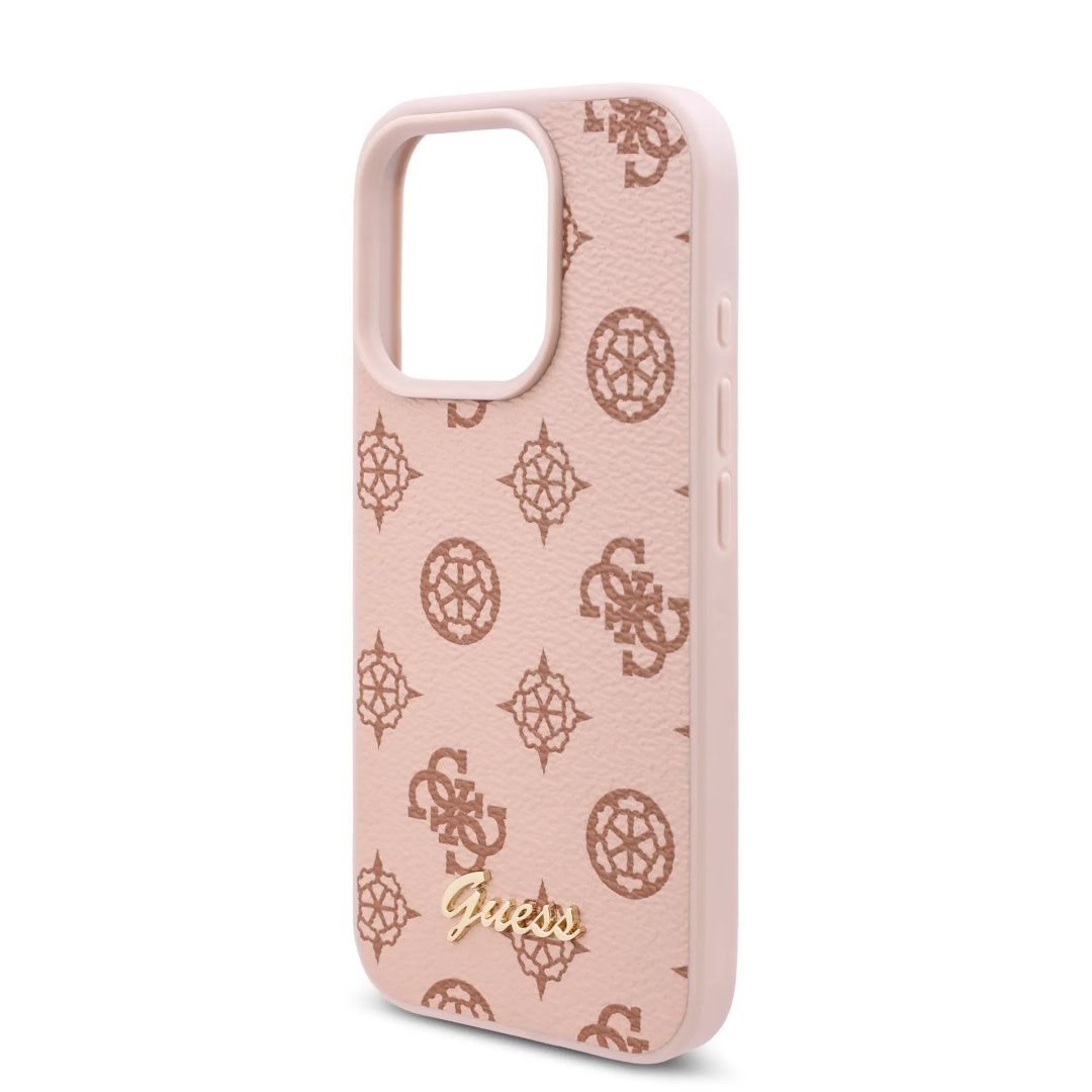 Guess Guess iPhone 16 Pro Backcover hoesje - PU Leather - Peony Script Logo - Bruin, foto 4 van 6