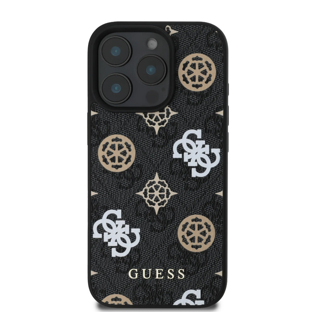 Guess Guess iPhone 16 Pro Max Back cover case - PU Leather - 4G Peony - Black Guess Guess iPhone 16 Pro Max Back cover case - PU Leather - 4G Peony - Black