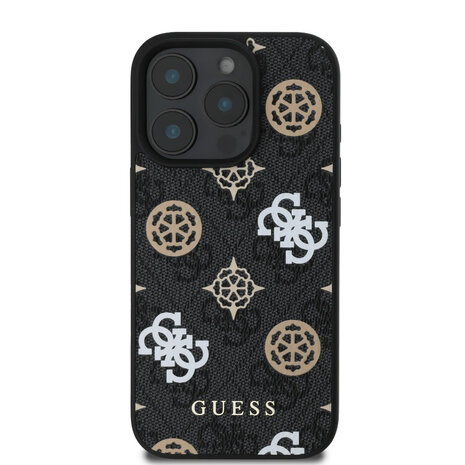 Guess Guess iPhone 16 Pro Max Back cover case - PU Leather - 4G Peony - Black Guess Guess iPhone 16 Pro Max Back cover case - PU Leather - 4G Peony - Black