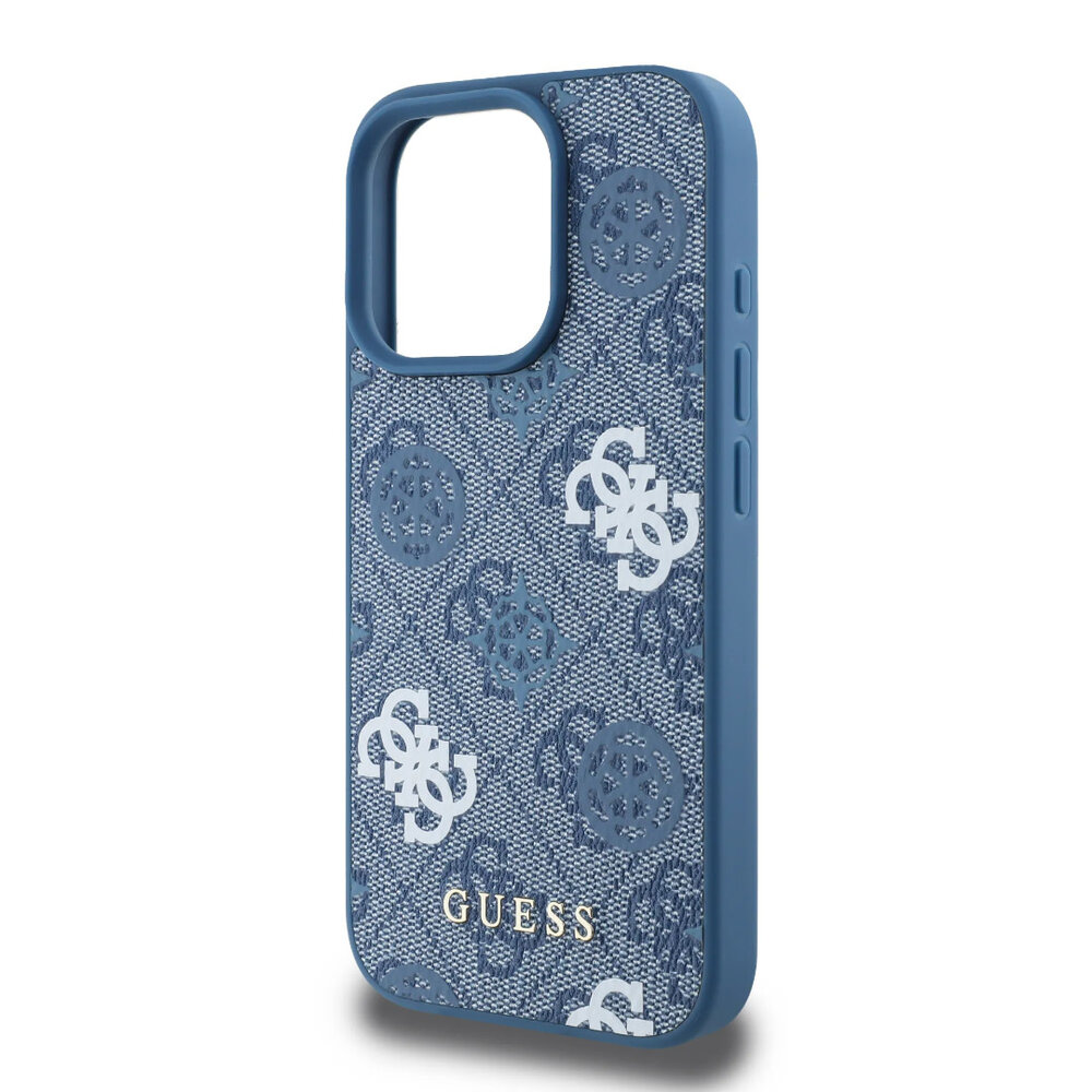 Guess Guess iPhone 16 Pro Max Back cover coque - PU Leather - 4G Peony - Bleu Guess Guess iPhone 16 Pro Max Back cover coque - PU Leather - 4G Peony - Bleu
