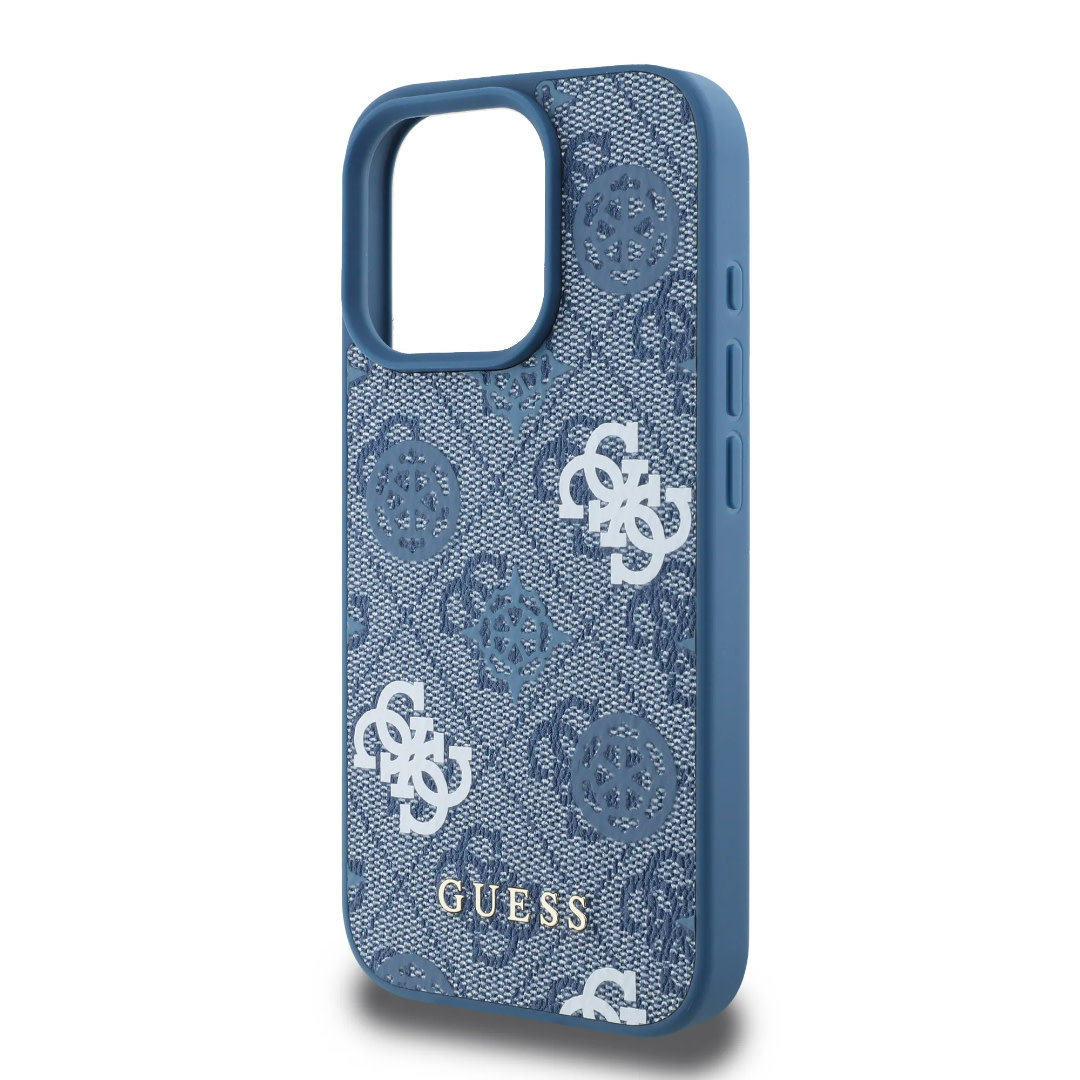 Guess Guess iPhone 16 Pro Max Backcover hoesje - PU Leather - 4G Peony - Blauw, foto 5 van 6
