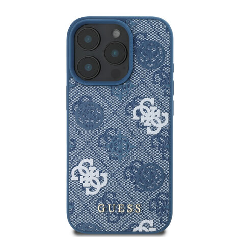 Guess Guess iPhone 16 Pro Max Back cover case - PU Leather - 4G Peony - Blue Guess Guess iPhone 16 Pro Max Back cover case - PU Leather - 4G Peony - Blue