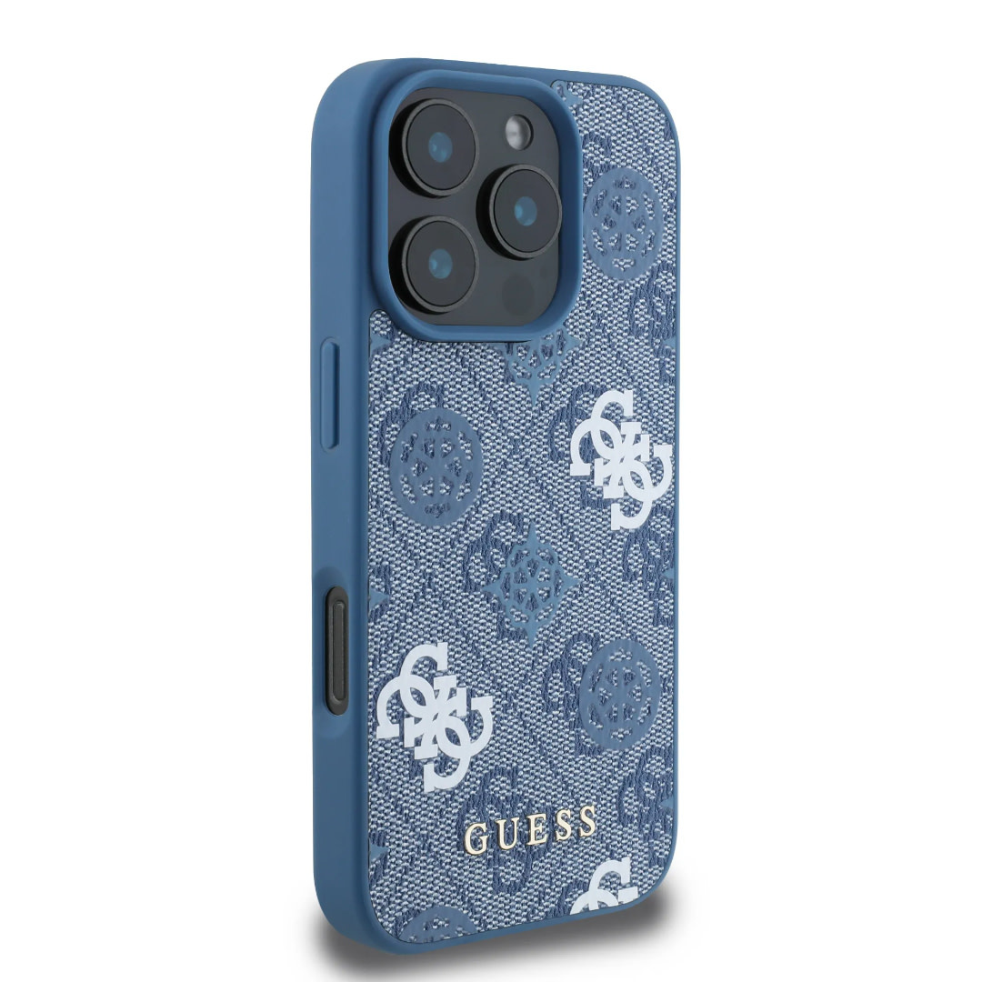 Guess Guess iPhone 16 Pro Max Backcover hoesje - PU Leather - 4G Peony - Blauw, foto 4 van 6