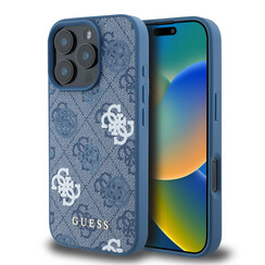 Guess iPhone 16 Pro Max Back-Cover hul - PU Leather - 4G Peony - Blau