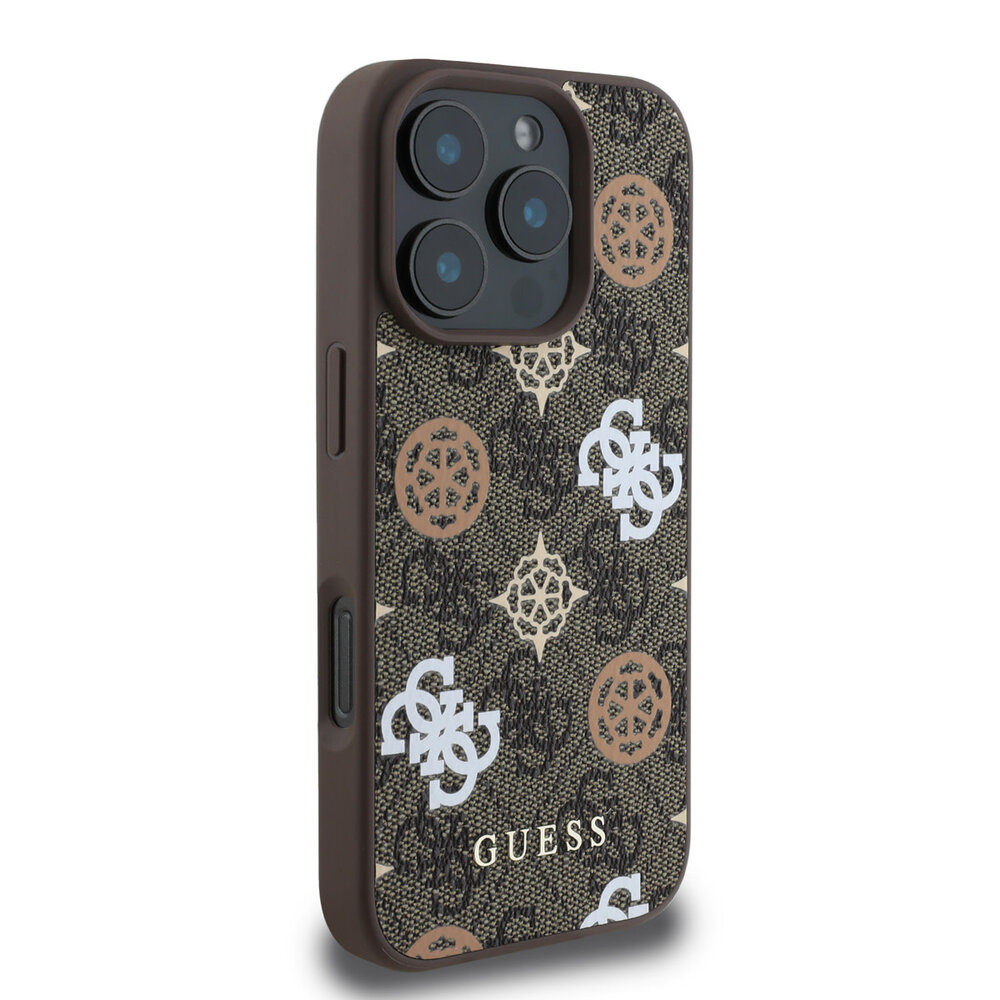 Guess Guess iPhone 16 Pro Max Back cover coque - PU Leather - 4G Peony - Marron Guess Guess iPhone 16 Pro Max Back cover coque - PU Leather - 4G Peony - Marron