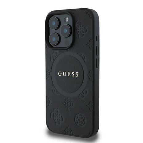 Guess Guess iPhone 16 Pro Back-Cover hul - Magsafe Saffiano PU - Peony Classic Logo - Schwarz Guess Guess iPhone 16 Pro Back-Cover hul - Magsafe Saffiano PU - Peony Classic Logo - Schwarz