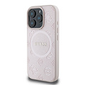 Guess Guess iPhone 16 Pro Backcover hoesje - Magsafe Saffiano PU - Peony Classic Logo - Roze