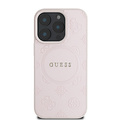 Guess Guess iPhone 16 Pro Backcover hoesje - Magsafe Saffiano PU - Peony Classic Logo - Roze