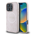 Guess Guess iPhone 16 Pro Backcover hoesje - Magsafe Saffiano PU - Peony Classic Logo - Roze