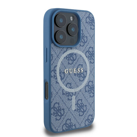 Guess Guess iPhone 16 Pro Back cover case - Magsafe PU Leather - 4G Classic Logo - Blue Guess Guess iPhone 16 Pro Back cover case - Magsafe PU Leather - 4G Classic Logo - Blue