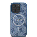Guess Guess iPhone 16 Pro Back cover coque - Magsafe PU Leather - 4G Classic Logo - Bleu