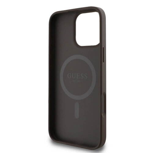 Guess Guess iPhone 16 Pro Back cover coque - Magsafe PU Leather - 4G Classic Logo - Marron