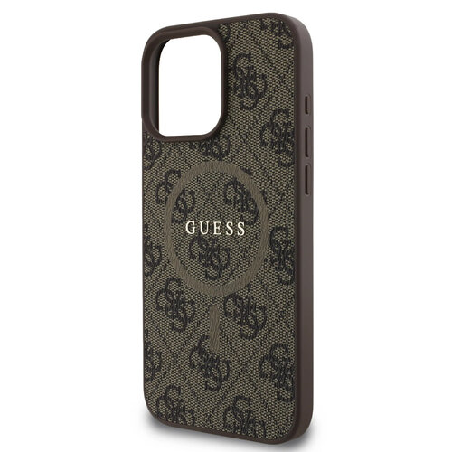Guess Guess iPhone 16 Pro Back cover case - Magsafe PU Leather - 4G Classic Logo - Brown