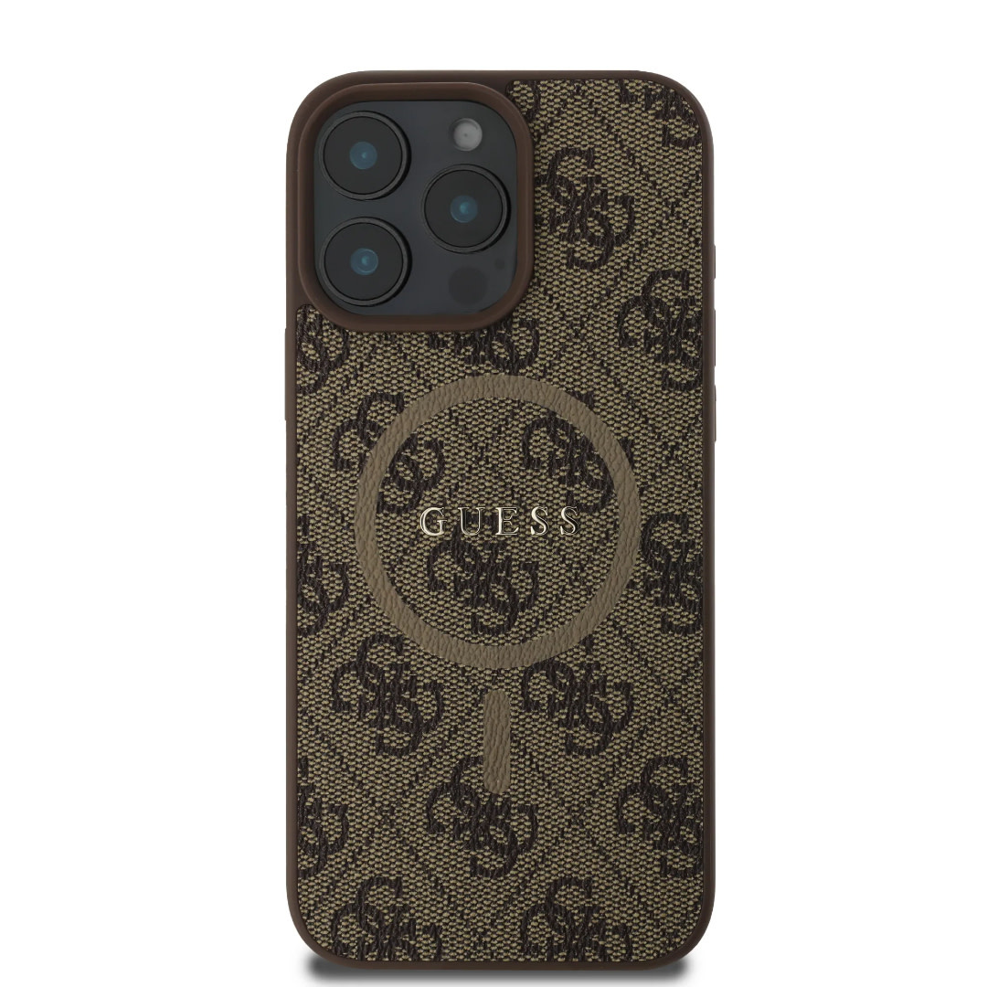 Guess Guess iPhone 16 Pro Backcover hoesje - Magsafe PU Leather - 4G Classic Logo - Bruin, foto 3 van 6