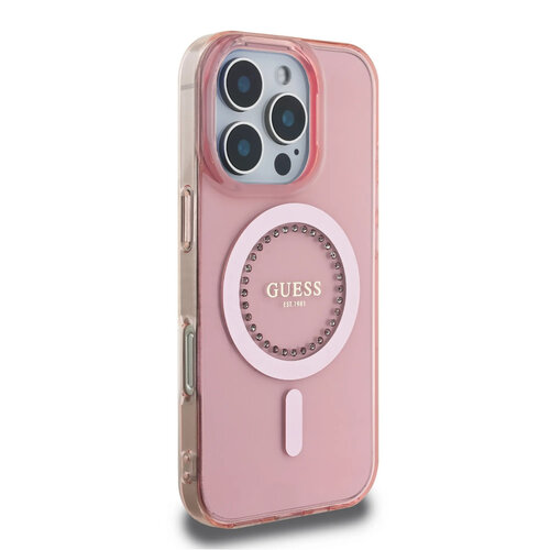 Guess Guess iPhone 16 Pro Back cover coque - Magsafe IML - Rhinestones - Rose
