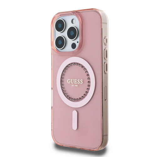 Guess Guess iPhone 16 Pro Back cover coque - Magsafe IML - Rhinestones - Rose