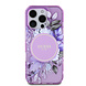 Guess Guess iPhone 16 Pro Max Backcover hoesje - Magsafe IML - Flower Design & Tonal Circle Logo - Paars Guess Guess iPhone 16 Pro Max Backcover hoesje - Magsafe IML - Flower Design & Tonal Circle Logo - Paars