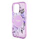 Guess Guess iPhone 16 Pro Max Backcover hoesje - Magsafe IML - Flower Design & Tonal Circle Logo - Paars Guess Guess iPhone 16 Pro Max Backcover hoesje - Magsafe IML - Flower Design & Tonal Circle Logo - Paars