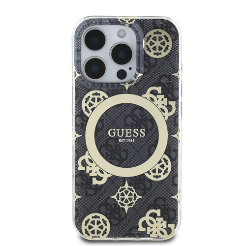 Guess Guess iPhone 16 Pro Max Backcover hoesje - Magsafe IML - 4G Peony - Zwart