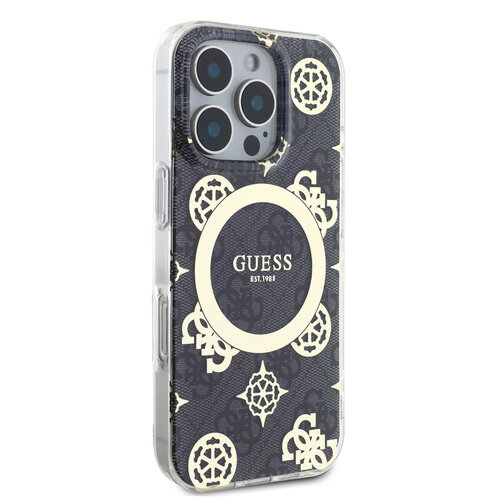 Guess Guess iPhone 16 Pro Max Backcover hoesje - Magsafe IML - 4G Peony - Zwart