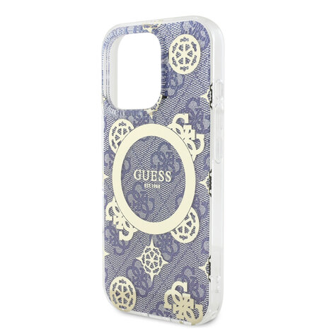 Guess Guess iPhone 16 Pro Max Back-Cover hul - Magsafe IML - 4G Peony - Blau Guess Guess iPhone 16 Pro Max Back-Cover hul - Magsafe IML - 4G Peony - Blau