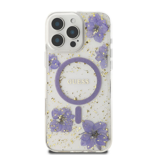 Guess Guess iPhone 16 Pro Max Back-Cover hul - Magsafe - Resin Flowers Design - Lila