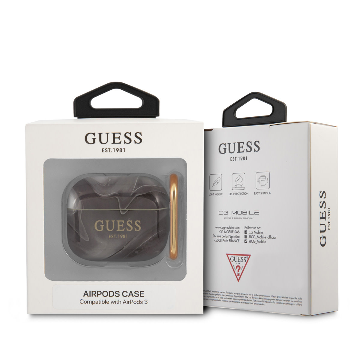 Guess Guess Airpods 3 Case - Shiny New Marble - Zwart, foto 3 van 3