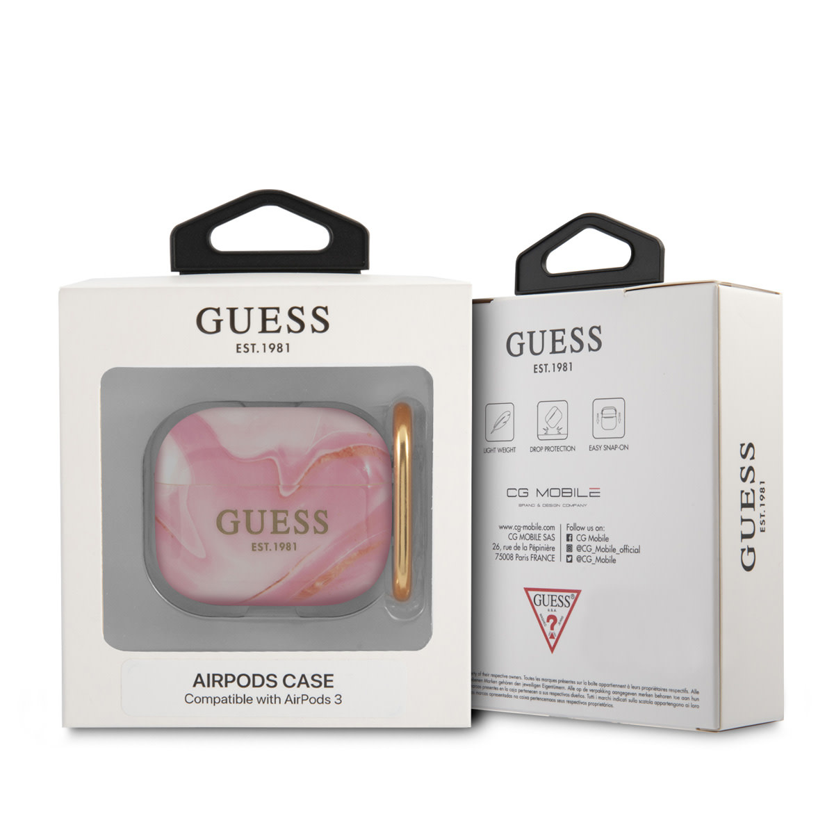 Guess Guess Airpods 3 Case - Shiny New Marble - Roze, foto 3 van 3