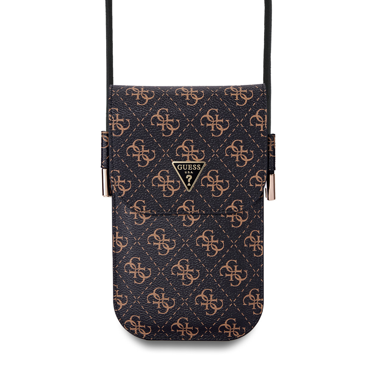 Guess Guess 7 inch PU Leather Telefoontas - Wallet bag - 4G Triangle - Zwart