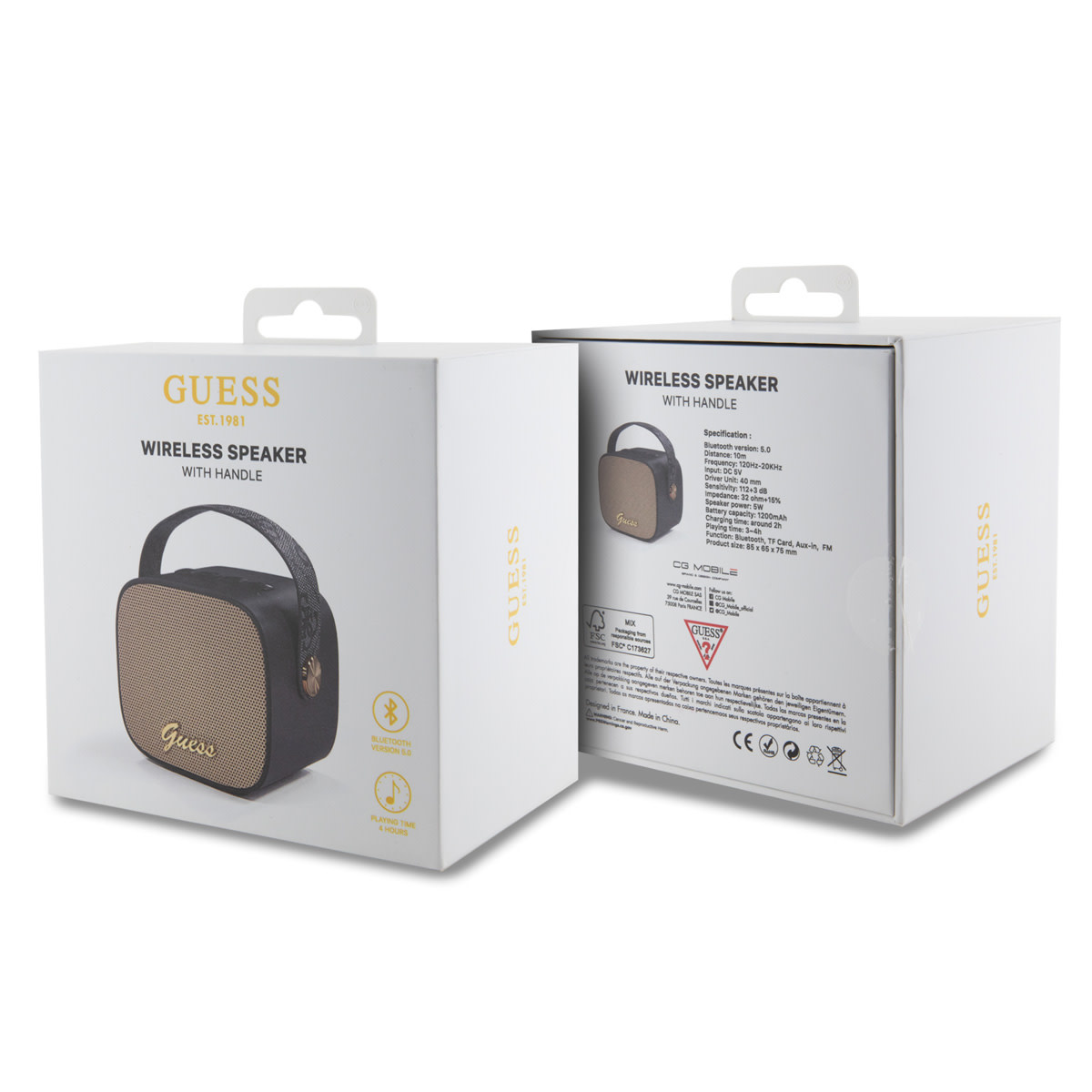 Guess Guess Wireless Bluetooth Speaker with Handle - PU Leather - Script Logo - Zwart, foto 4 van 4