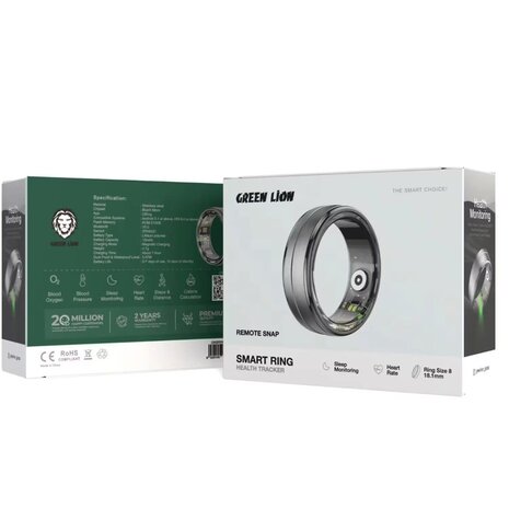 Green Lion Green Lion Smart Health Tracker Ring - Size 10 - Noir