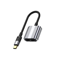 Green Lion 2 In 1 Splitter Adapter - Type-C to Dual Type-C - Grey
