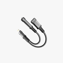 Green Lion Audio- und Ladeadapter - Lightning auf Lightning + 3,5-mm-Klinke, schwarz