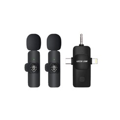 Green Lion 3 in1 Microphone - Type C/Lightning/AUX - Schwarz